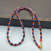 Beads of Antiquity Vintage Venetian White Heart and Blue Chevron Beads Necklace